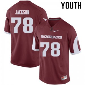 Youth University of Arkansas #78 Bijhon Jackson Cardinal Football Jersey 183731-683