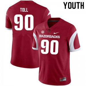Youth University of Arkansas #96 Blayne Toll Cardinal Football Jerseys 357532-176