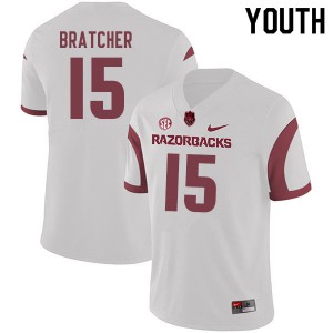 Youth Arkansas #15 Braden Bratcher White Stitch Jersey 265122-732