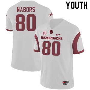 Youth Arkansas Razorbacks #80 Brett Nabors White Football Jerseys 716771-673