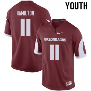 Youth Arkansas Razorbacks #11 Cobi Hamilton Cardinal Player Jersey 389922-749