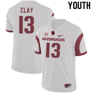 Youth Razorbacks #13 Collin Clay White NCAA Jersey 116953-339