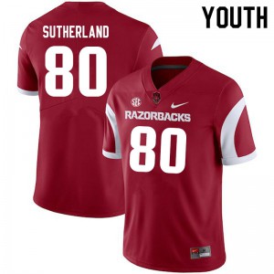 Youth Razorbacks #80 Collin Sutherland Cardinal Stitch Jerseys 879888-232