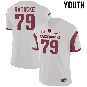 Youth Arkansas Razorbacks #79 Dylan Rathcke White College Jersey 119705-359