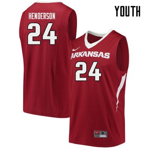 Youth Razorbacks #24 Ethan Henderson Cardinal University Jerseys 118873-464