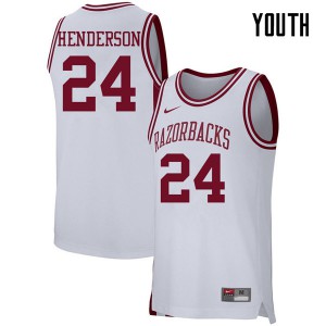 Youth Arkansas Razorbacks #24 Ethan Henderson White College Jerseys 671815-783