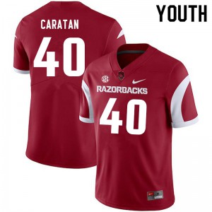 Youth Razorbacks #40 George Caratan Cardinal Embroidery Jerseys 686362-647