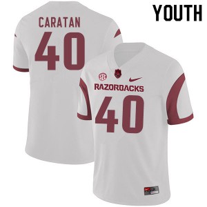 Youth University of Arkansas #40 George Caratan White Stitched Jersey 754771-363