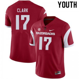 Youth Arkansas #17 Hudson Clark Cardinal Football Jerseys 211843-963