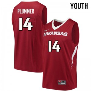 Youth Razorbacks #14 JT Plummer Cardinal Embroidery Jersey 394248-202