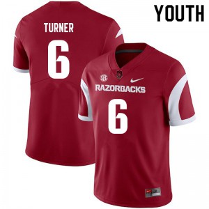 Youth Arkansas #6 Jacorrei Turner Cardinal NCAA Jersey 172845-925