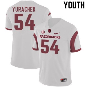 Youth Arkansas #54 Jake Yurachek White Football Jerseys 665581-785
