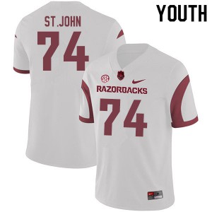 Youth University of Arkansas #74 Jalen St.John White Player Jersey 429917-501
