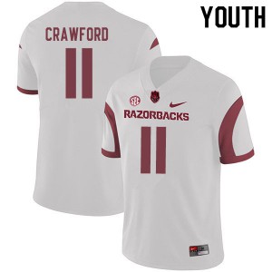 Youth Arkansas #11 Jaqualyn Crawford White NCAA Jerseys 825900-111