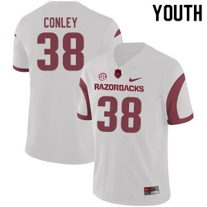 Youth Arkansas Razorbacks #38 Jon Conley White Stitch Jerseys 748499-401