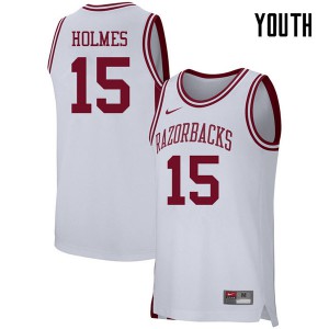 Youth Arkansas #15 Jonathan Holmes White Stitched Jerseys 106757-516