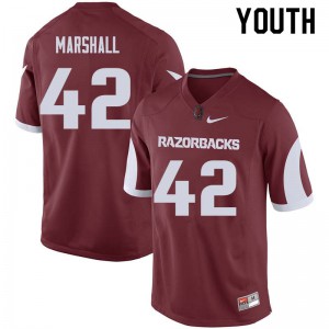 Youth Arkansas #42 Jonathan Marshall Cardinal NCAA Jersey 973170-334