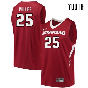 Youth Arkansas #25 Jordan Phillips Cardinal Stitch Jersey 688227-603