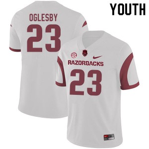 Youth Arkansas #23 Josh Oglesby White Alumni Jerseys 514718-508