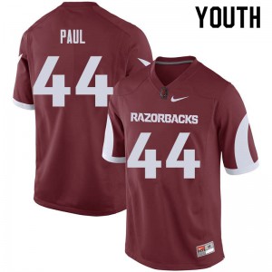 Youth Razorbacks #44 Josh Paul Cardinal Stitched Jerseys 717972-477
