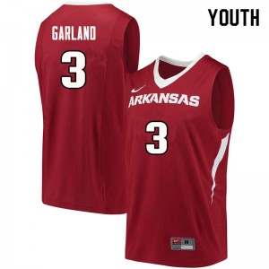 Youth Razorbacks #3 Khalil Garland Cardinal College Jerseys 934992-794