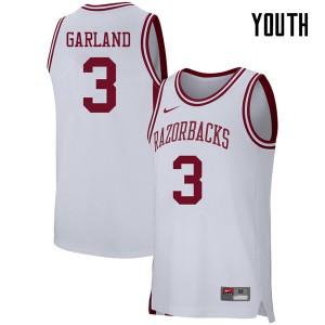 Youth Arkansas #3 Khalil Garland White Official Jersey 589301-799