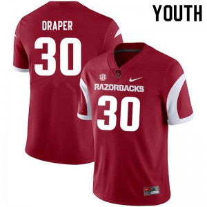 Youth Arkansas #30 Levi Draper Cardinal Stitched Jerseys 731730-816