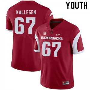 Youth Arkansas #67 Logan Kallesen Cardinal Player Jerseys 368703-131