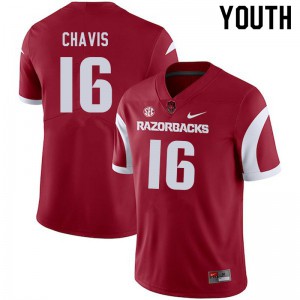 Youth Razorbacks #16 Malik Chavis Cardinal Football Jerseys 844726-417