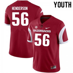 Youth University of Arkansas #56 Marcus Henderson Cardinal Official Jersey 940180-524