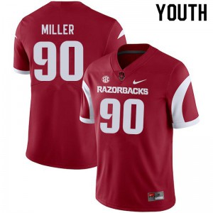 Youth Arkansas Razorbacks #90 Marcus Miller Cardinal Stitched Jerseys 646995-323