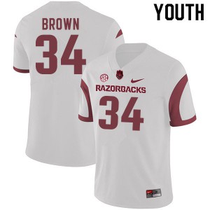 Youth Arkansas #34 Martaveous Brown White Stitched Jerseys 871466-106