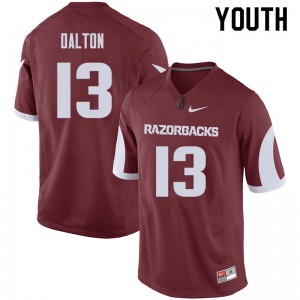 Youth Arkansas Razorbacks #13 Nate Dalton Cardinal NCAA Jerseys 953133-819