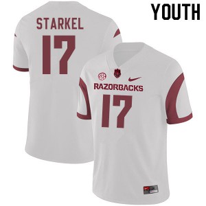 Youth Razorbacks #17 Nick Starkel White Stitch Jerseys 731971-895