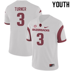 Youth Arkansas #3 Nick Turner White NCAA Jerseys 588506-179