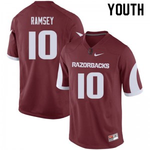 Youth Razorbacks #10 Randy Ramsey Cardinal Stitch Jerseys 608757-155