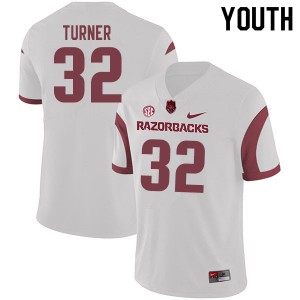 Youth Razorbacks #32 Reid Turner White Football Jersey 568155-407