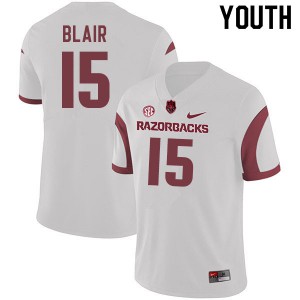 Youth Arkansas #15 Simeon Blair White Official Jersey 637754-837