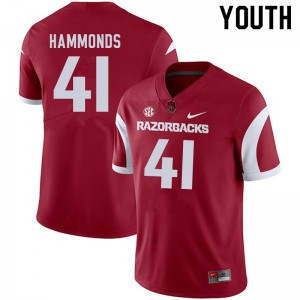 Youth Arkansas #41 T.J. Hammonds Cardinal Embroidery Jersey 834518-743