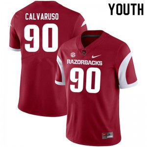 Youth Arkansas Razorbacks #90 Vito Calvaruso Cardinal Player Jersey 665877-922
