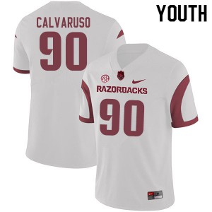Youth Razorbacks #90 Vito Calvaruso White Player Jerseys 990542-550